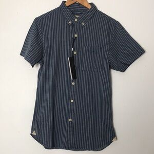 Nifty Genius shirt buttons, indigo & white, shirt sleeves, size Xsmall